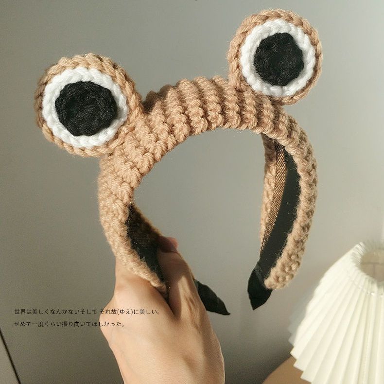 Cute Big Eyes Frog Hair Band Women's Face Wash Cartoon Fashion Knitted Headband Hair Clip Anti slip Autumn and Winter Headwear