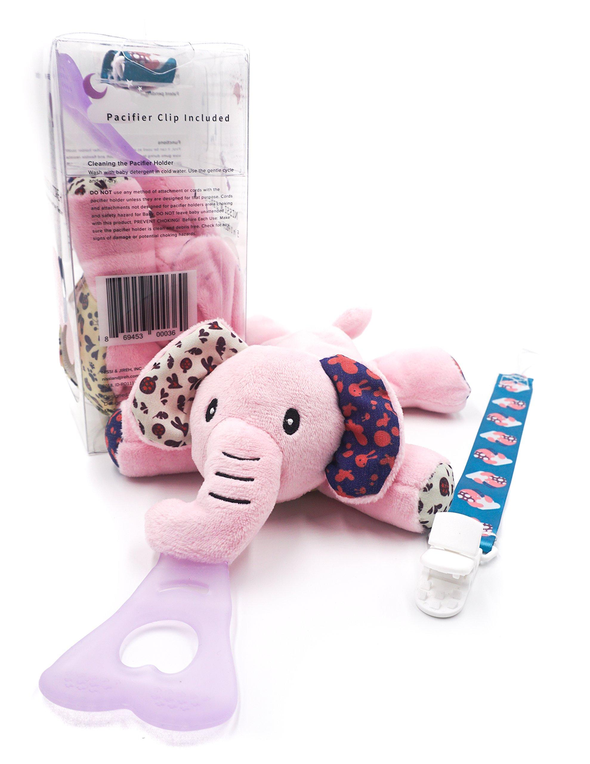 

NISSI JIREH Pacifier Pink Months T-Rex & 5-in-1 Holder, Elephant, 0-3 розовый