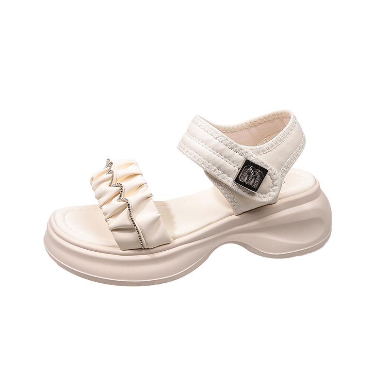 

Soft-soled maternity sandals women s 2025 new summer wear versatile Velcro with skirt flat-bottomed cool slippers tide 40 бежевый