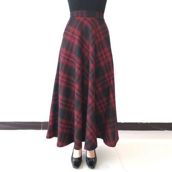 Damen Winter Wollrock mit hohem Bund, A-Linie, mittellang - Warm, Vielseitig, Kälteschutz, Figurschmeichelnd, Weiter Saum.