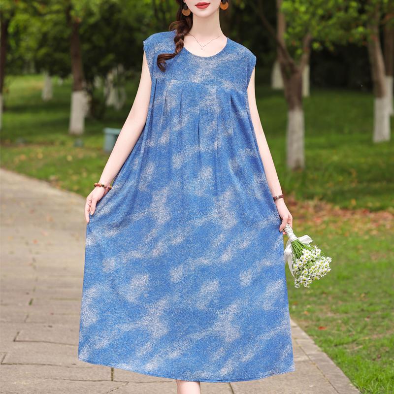 Robe d'été Vintage grande taille pour femme, surdimensionnée, ample, sans manches, décontractée, élégante, longue