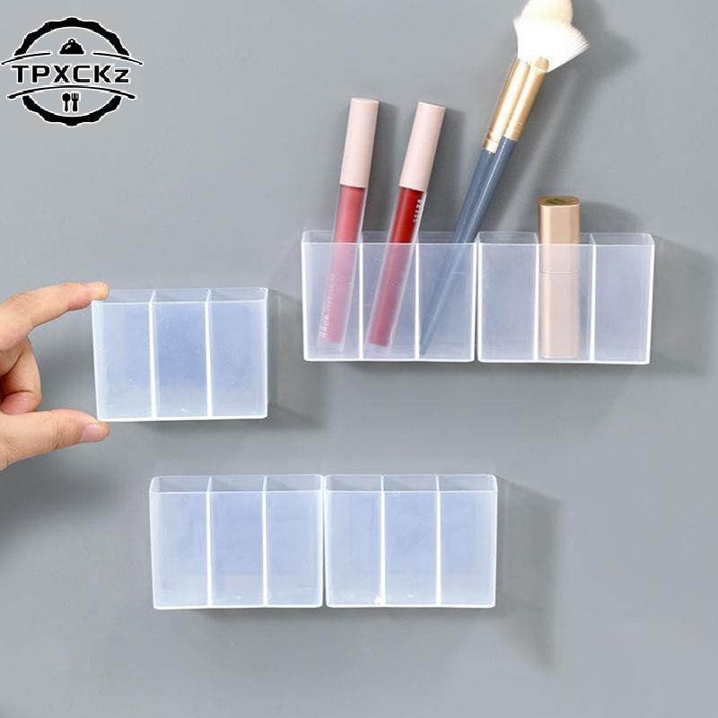 Mini-Aufbewahrungsbox 4 Stück 3 Fächer Kunststoff Make-up-Pinsel Lippenstift-Aufbewahrung Multifunktionaler Schreibtisch-Organizer Für Zuhause Küche Badezimmer