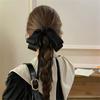 Black Camellia Bow Ribbon Hairpin French Hair Clip Women Girly High-End Elegant Hair Up Top Clip Mourning Funeral Hair Accessory