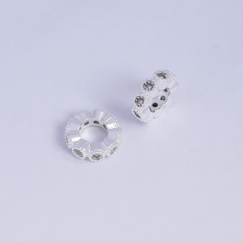 18K Gold-Filled Zircon Lace Spacer for DIY Jewelry - Large-Hole Beaded Bracelet Accessories