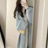 Imitation mink fleece sweater knitted sweater jacket women's autumn and winter thickened medium and long loose lazy wind over the knee cardigan top