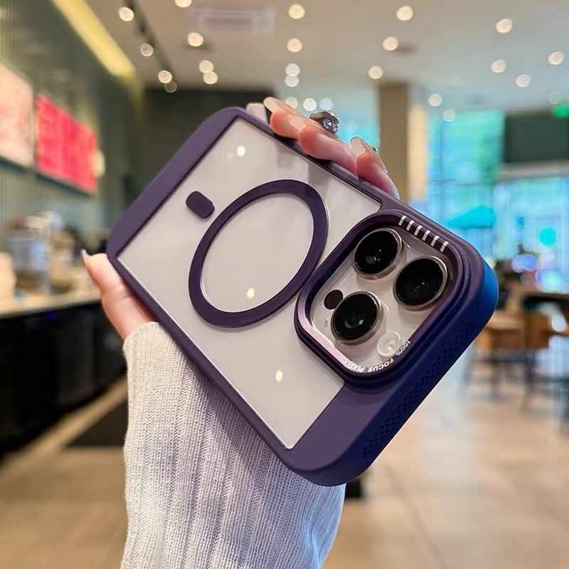 Heat Dissipation Cooling Bumper Magnetic Case For iPhone 11 12 13 14 15 16 Pro Max For Magsafe Transparent Shockproof Hard Cover