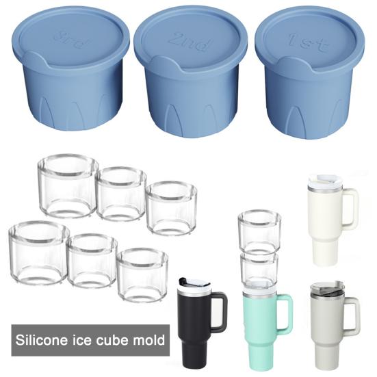 3Pcs Ice Tray Silicone Hollow Ice Lid Cubes Mold with Cylinders for 30/40 Oz