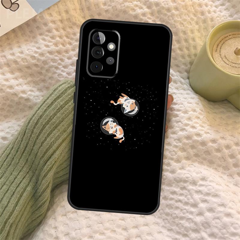 Space Happy Cats Case For Samsung Galaxy A15 A22 A52 A32 A54 A14 A16 A26 A36 A56 A55 A35 A05 A06 A53 A33 A13