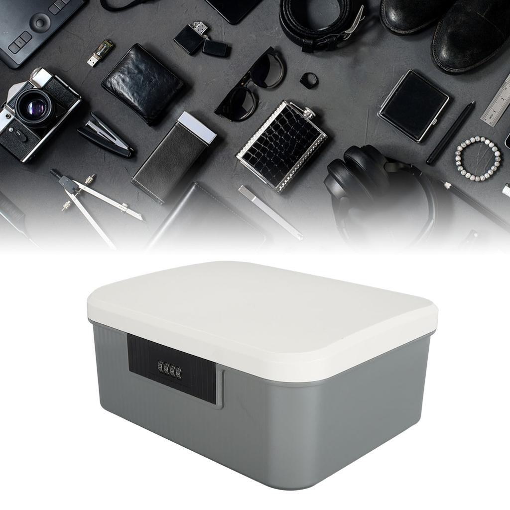 Lockable Box Lockbox 9L Capacity Lockable Storage Trunk for Files Document Organizer Double Layer Password Storage Locking Box