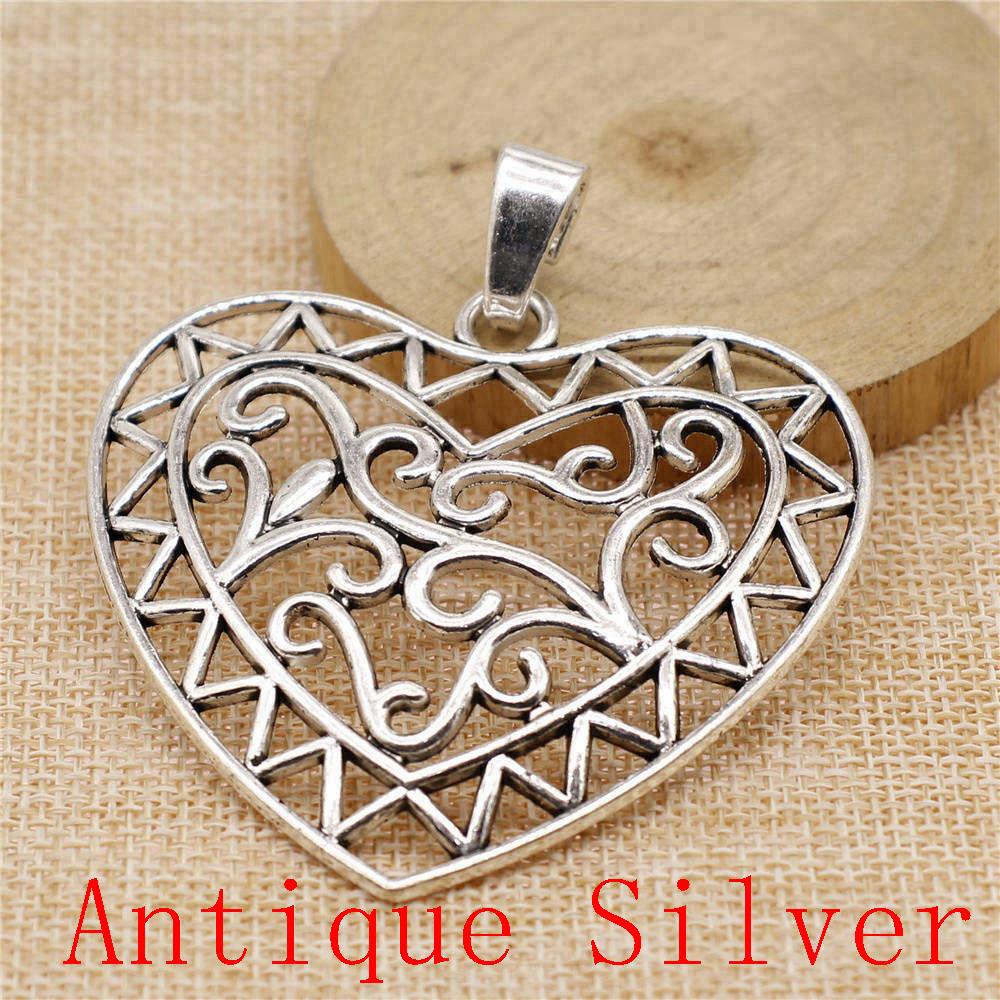 Big Heart Shaped Charms Pendant For Bracelet Necklace Jewelry Making Craft Findings