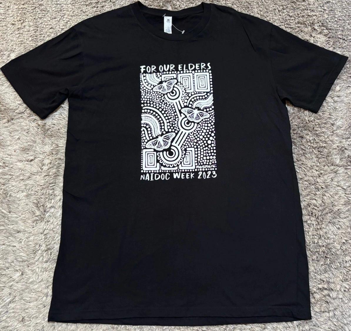 

New Indigenous Artist NAIDOC 2023 Australia For Our Elders Tee T Shirt Size L 2XL