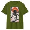 Ukiyoe Art Japanese Cat Riding T Shirt Unisex Pure Cotton Fashion Male Tshirts O Collar Tee Shirt Short Sleeve Clothing Present