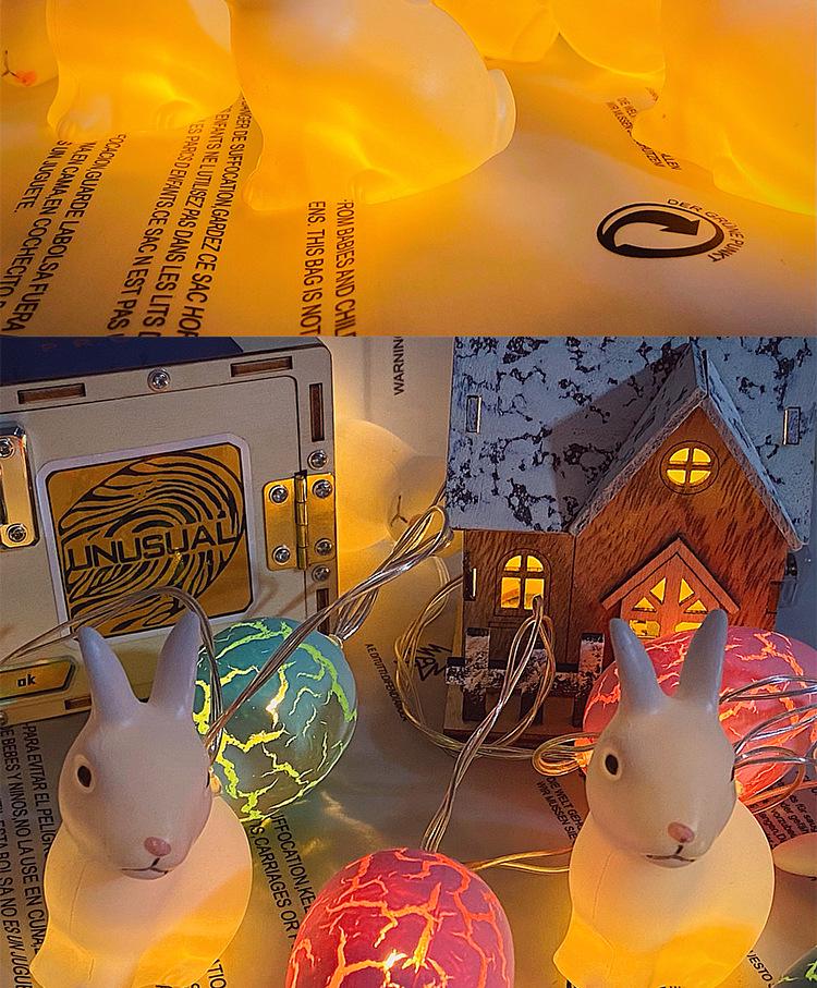 LED Crackled Egg Easter String Lights with Rabbit Eggshell Shapes