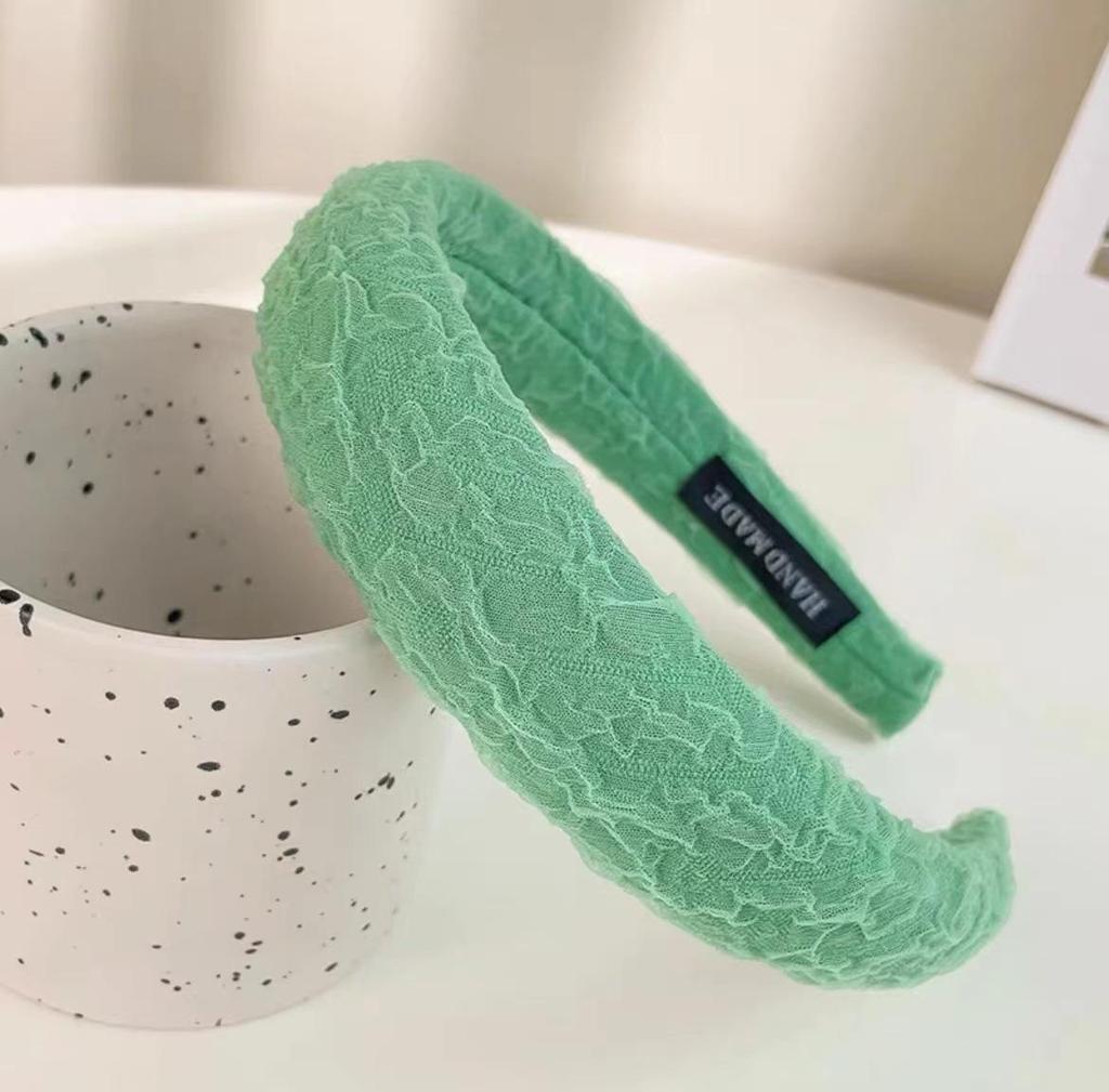 Retro French Wide Skull Top Sponge Headband for Women - Milk Coffee Color Hair Accessory