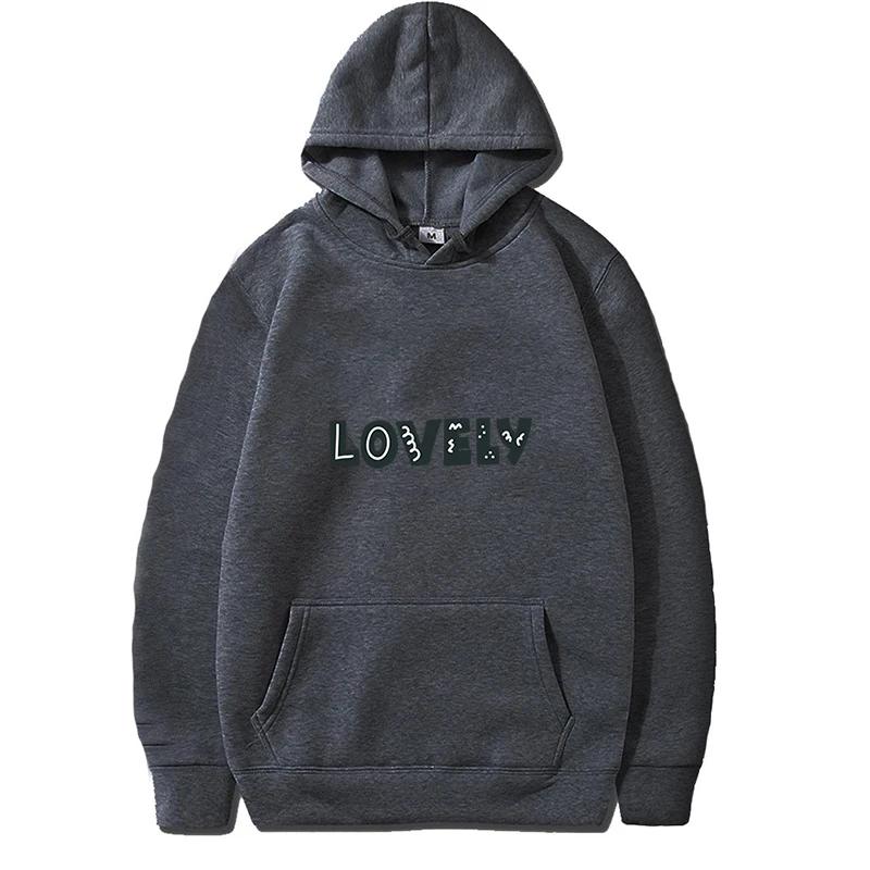 Autumn Fleece Korean Fashion Drawstring Pockets Solid Color Long Sleeve Hooded Finger Heart Loose Hoodie Sweatshirts Top