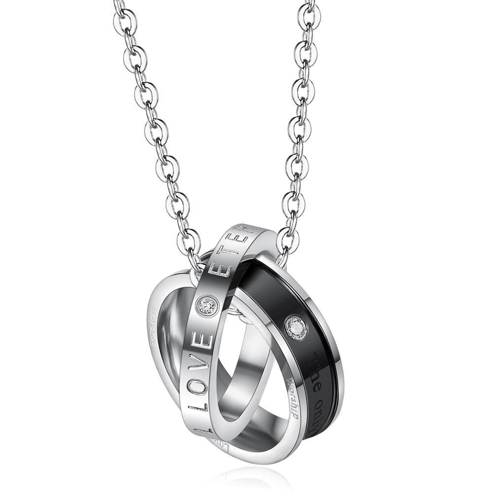 Accessories Couple Accessories Korean Edition Fashion Stainless Steel Personality Diamond Pendant Couple Necklace