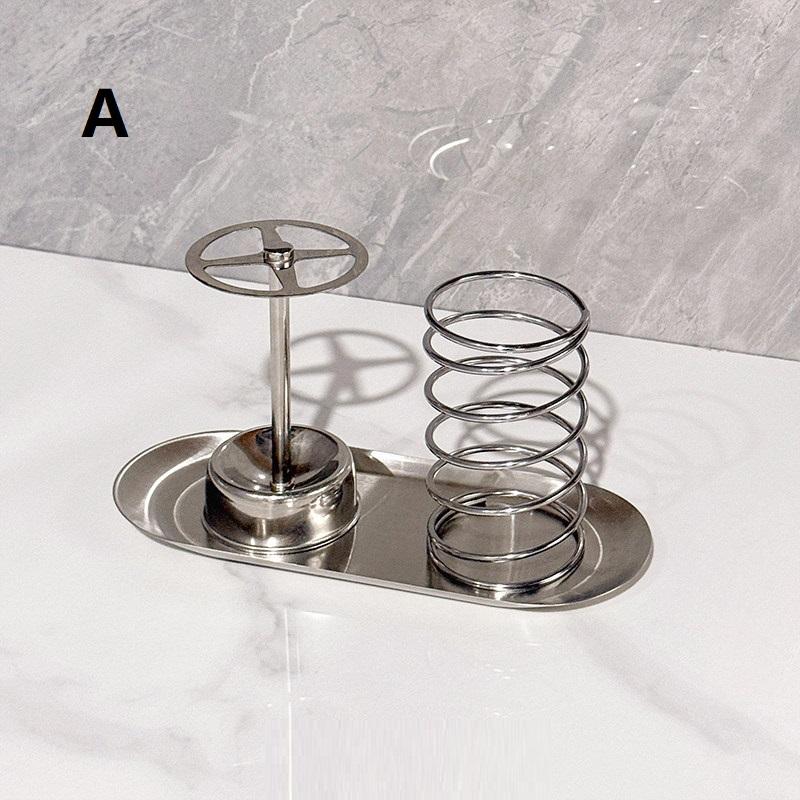 

3Pcs Stainless Steel Toothbrush And Toothpaste Holder Tray Home Storage Organizer Bathroom Accessories Lazy Tube Squeezer A