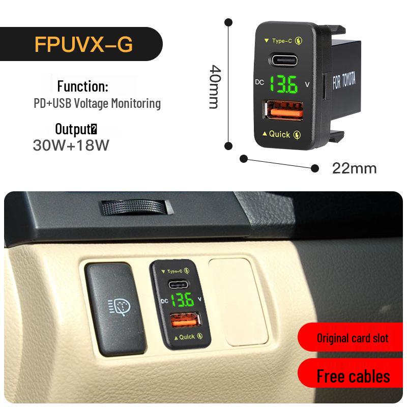 48W QC3.0 Fast Charge Type C Car Charger for Toyota