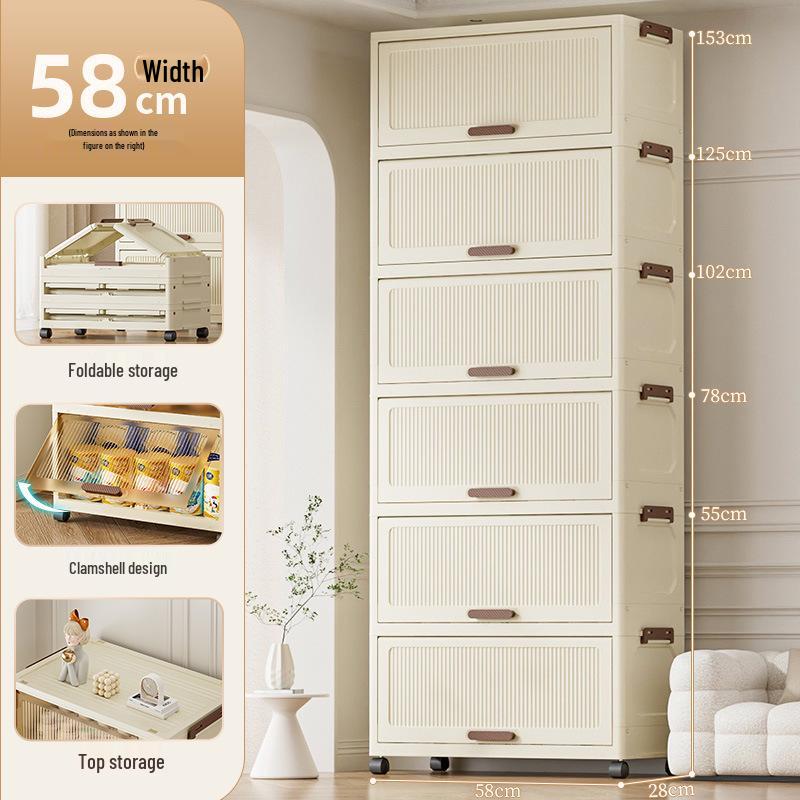 Stackable Flip-Top Clothes Cabinet with Wheels - Large Folding Storage Box with No Assembly Required