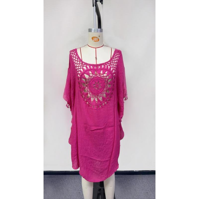 New Fashion Lace Beach Dress Sexy Women Irregular Cover Up Hollow Loose Seaside Dress Large Size Tassel Bikini Style Casual Summer Solid Clothing