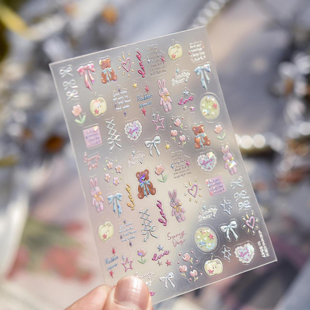 Tomoni Cute Cartoon Nail Art Stickers: Rabbit, Bear & Star Designs