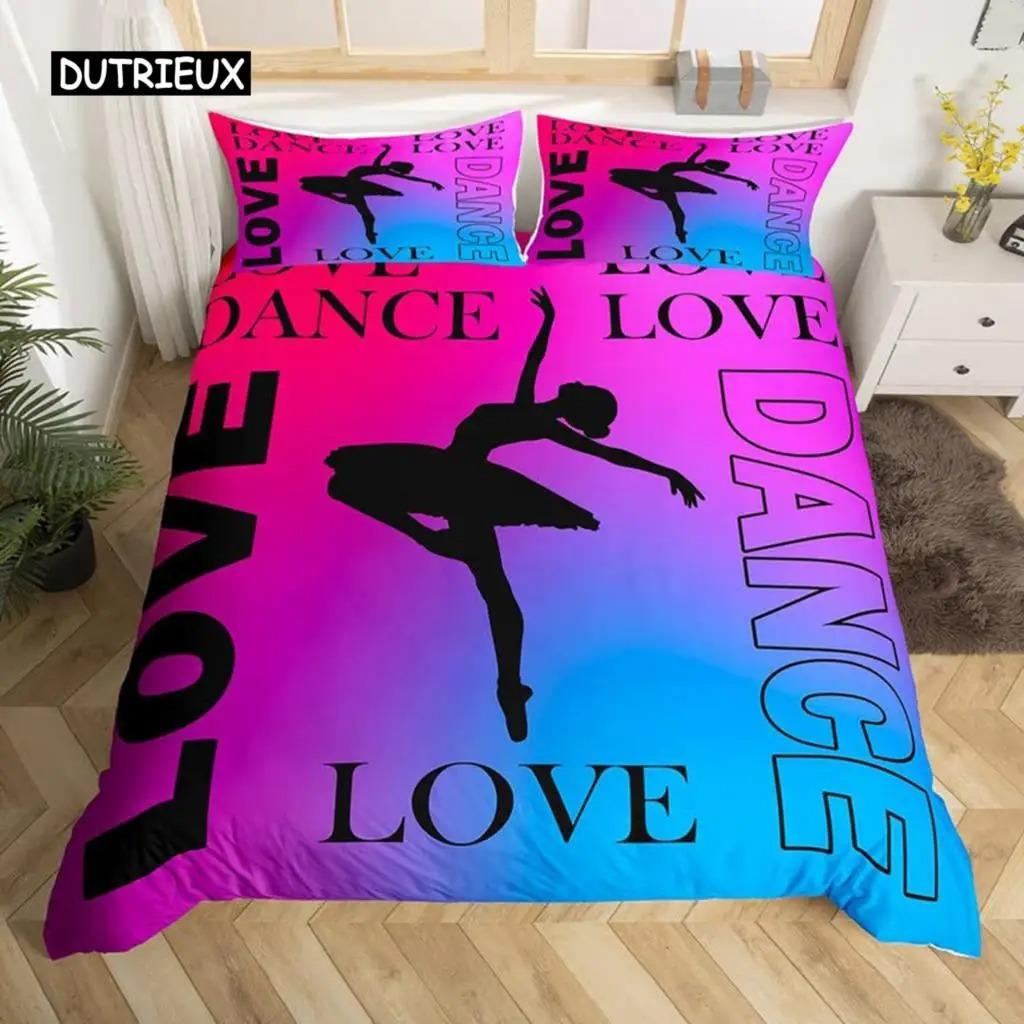 Ballett Bettwäsche Set Liebe Gymnastik Bettwäsche Set Polyester Tänzer Musikalische Decke Abdeckung