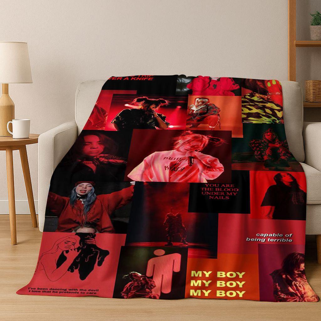 Manta de Franela de Moda Billie Eilish Hit Me Hard and Soft Manta Suave para Cama Dormitorio Sala de Estar Viaje Regalo Niño