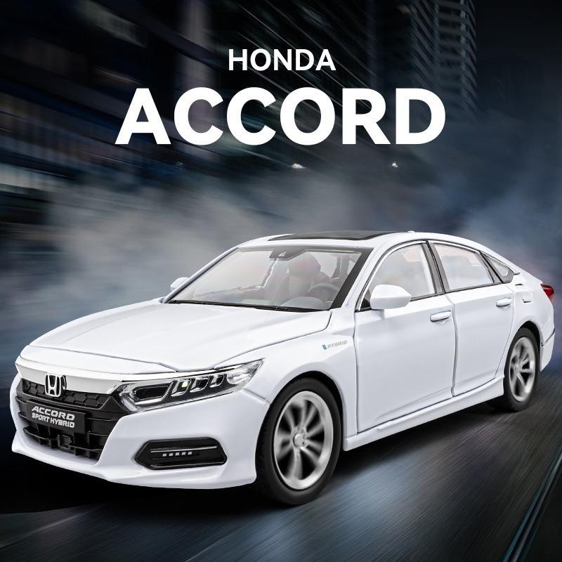 1:24 HONDA ACCORD Miniature Car Model Toys Alloy Diecast Vehice 6 Door Opened Sound Light Pull Back Toy Children's Birthday Gift