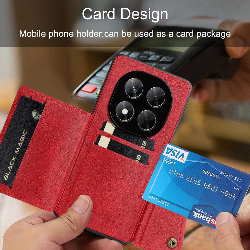 PU Leather Wallet Phone Case for Xiaomi Redmi Note 14 Pro+,14 Pro,POCO X7 5G Card Slots Dual Metal Button Shockproof Full‑Body Cover