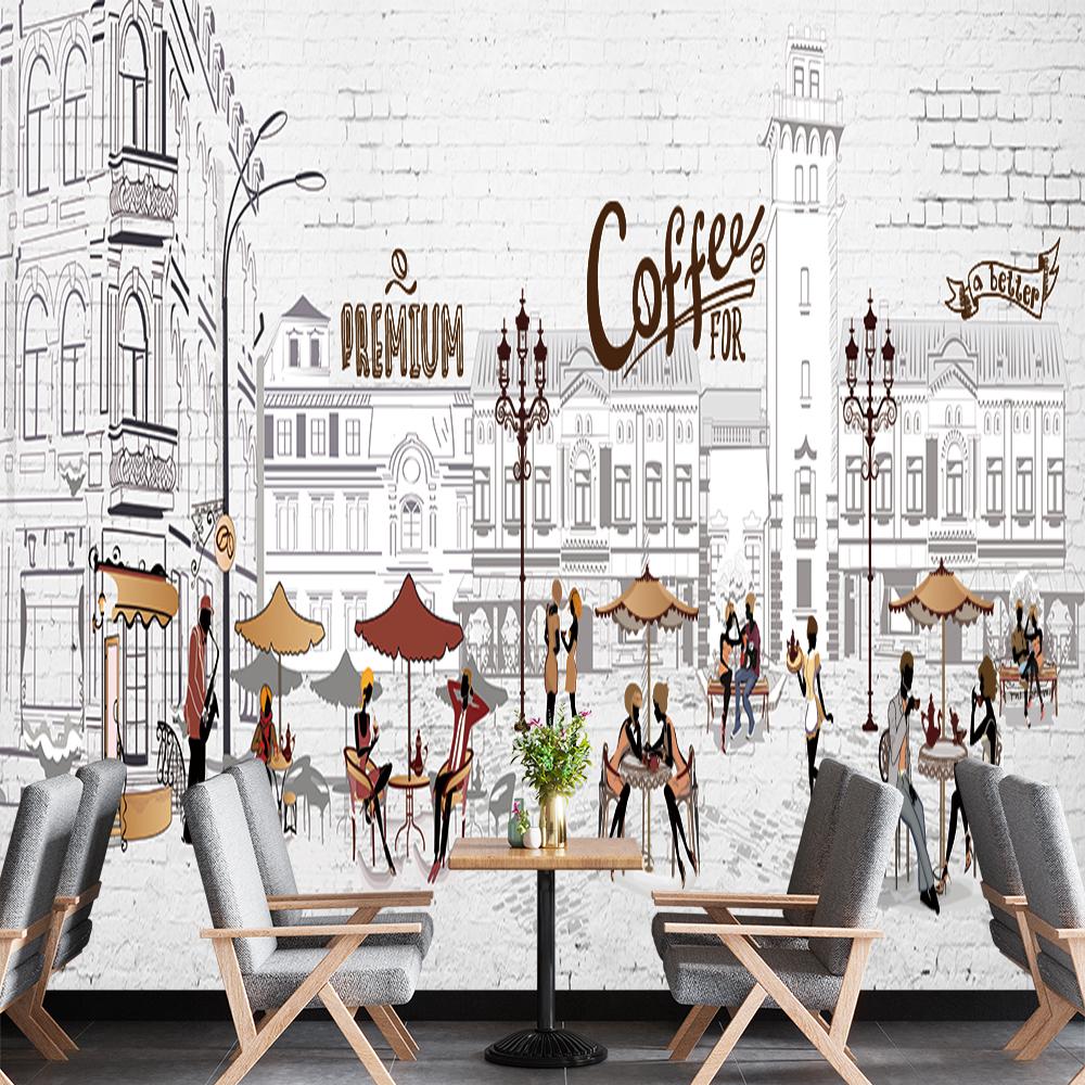 

Cafe Wall Murals Hand-Painted Coffee Wallpapers Retro Restaurant Cafe Coffee Shop 3d Wall Paper 200 cm(W) x 140 cm(H)