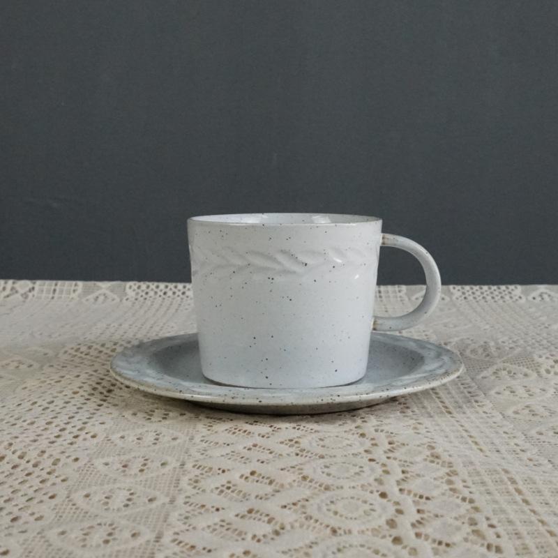 Retro Ceramic Coffee Cup and Saucer Set Light Luxury Ceramic Cup Niche Coffee Cup Latte Afternoon Tea Cup and Saucer Set