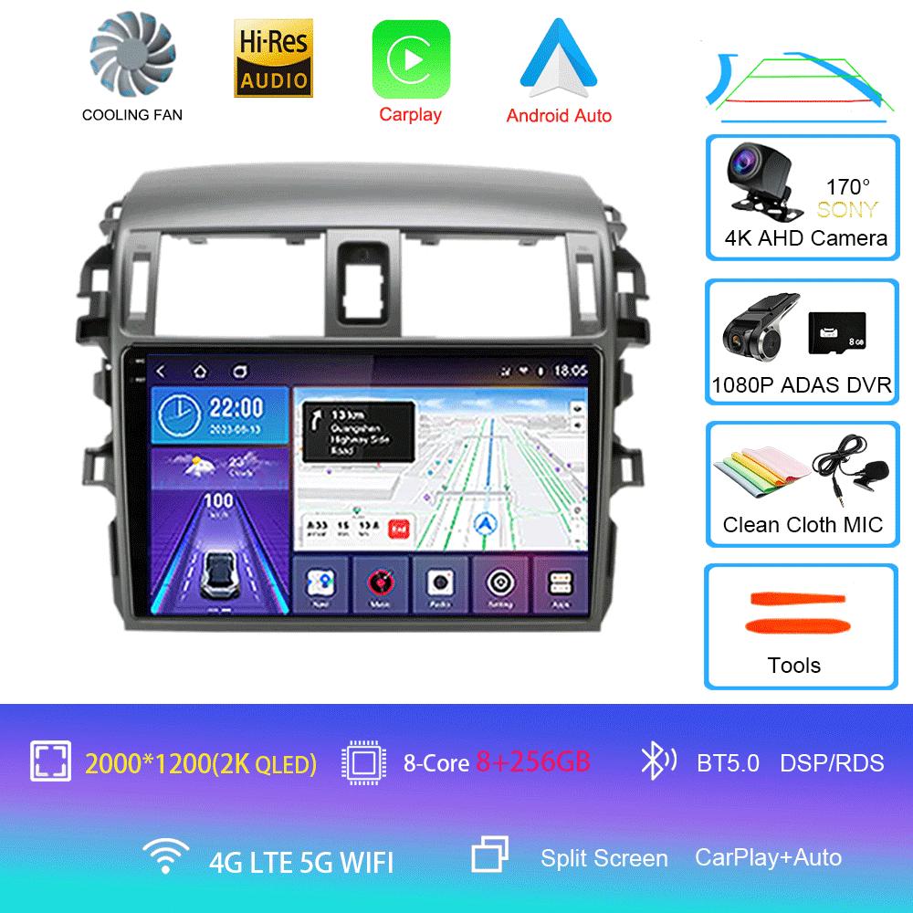 Android 14 Carplay 2din Video Player Car Radio For Toyota Corolla E140/150 2006 - 2013 4G GPS Multimedia Player Stereo