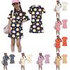 Girls Loose Fit Short Sleeve Dress Animal Print Lightweight Summer Dress Kids Casual Round Neck Dress for Children