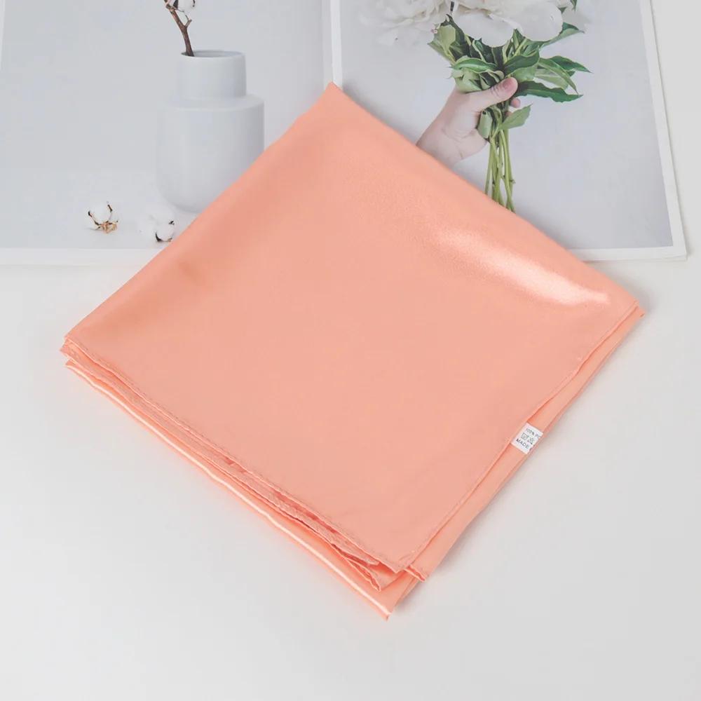 90cm*90cm Solid Color Satin Square Head Scarf Women Fashion Square Head Wrap Shawl Scarves Foulard Hijab Neckerchief Bandana