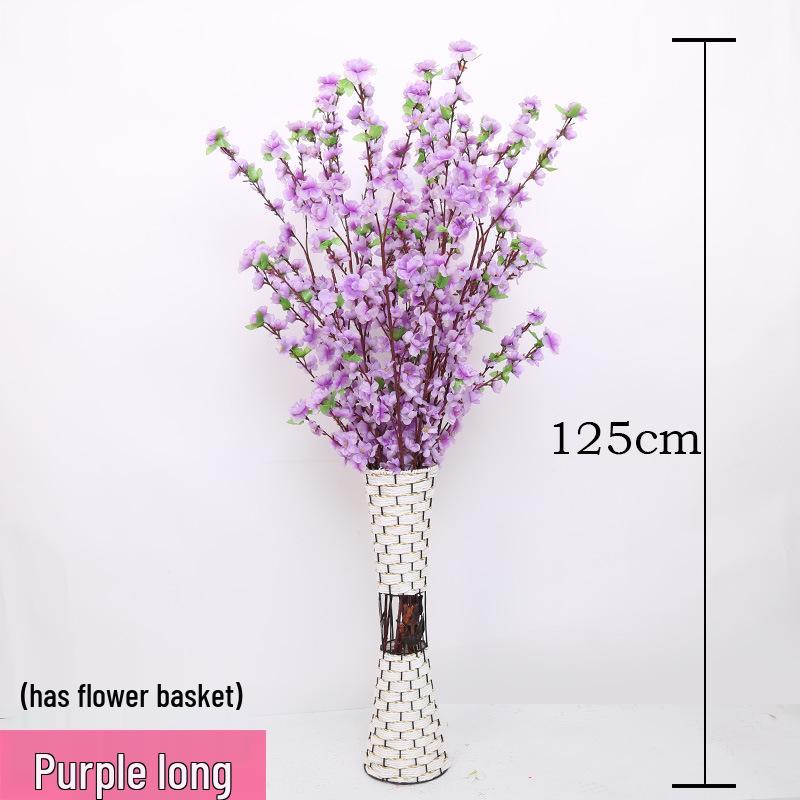 Silk Peach, Plum, and Cherry Blossom Arrangement – Indoor Floor Decoration