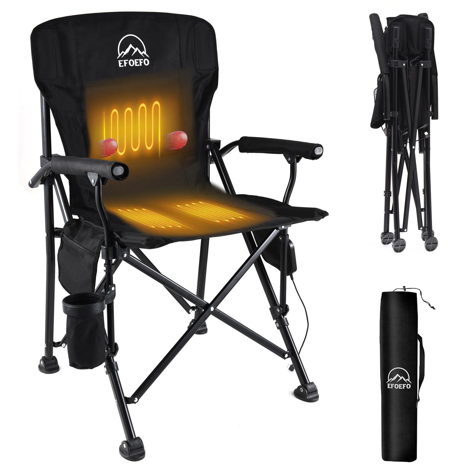 

Уличный подогреваемый стул для кемпинга, переносной складной стул для кемпинга, пикника на открытом воздухе чёрный