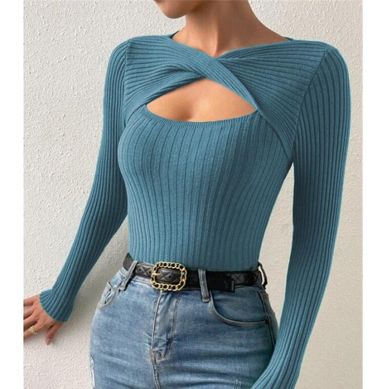 Podzim Zima Pletený svetr pro ženy Pulovry a svetry s dlouhým rukávem Dámské Základní úplety Topy