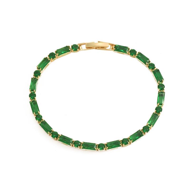 Damarmband i ny mode med grön zirkon - Koreansk stil, mångsidigt, sött & coolt design