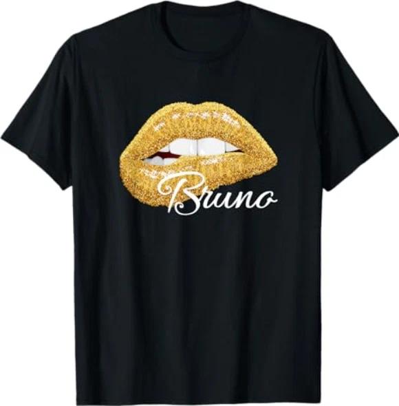 Cute Bruno Lover Golden Lips - Man Women T-Shirt 2XL