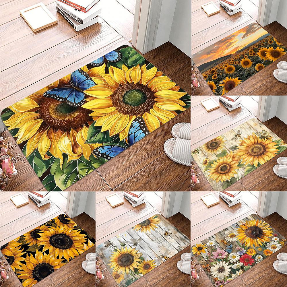 Vintage Flowers Print  Doormats Non-Slip Washable Bathroom Rugs Creative Bath Rug For Bedroom Living Room Entryway Decor