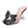 Fashion 2025 New Transparent Slippers For Women Fashion Silver Crystal Bowknot High Heels Female Mules Slides Summer Sandals Shoes