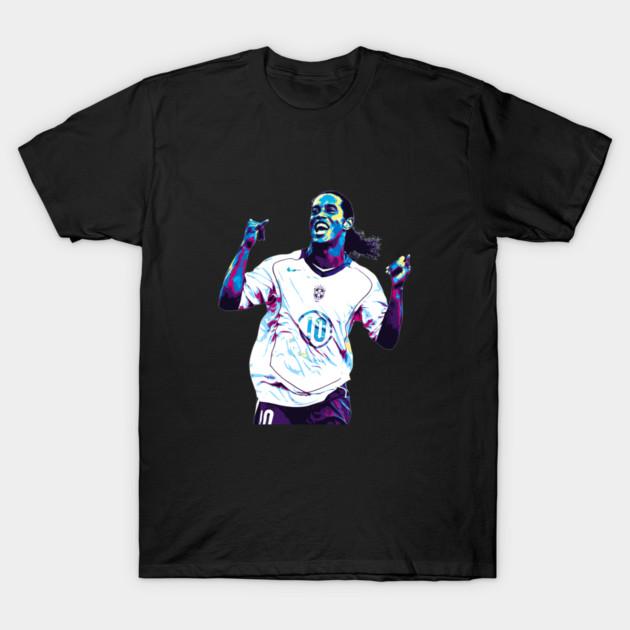 Asian Size Cotton Unisex Tshirt Print T-shirt Ronaldinho Retro T-shirt No-Cut Print Regular Fit