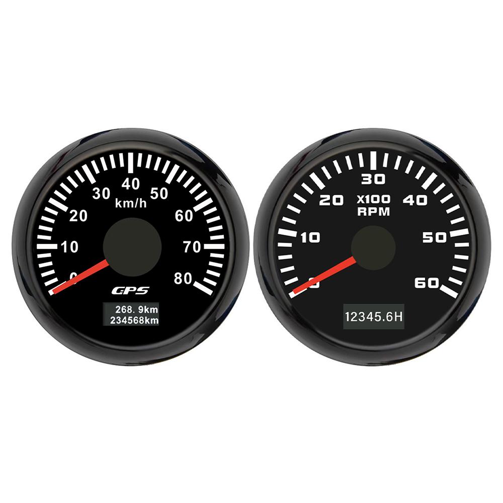 ELING 52mm 2 Gauge Set GPS Speedometer 30 60 80 120 200 Km/h 3K 4K 6K 8K RPM Tachometer with Backlight for Car Boat Truck