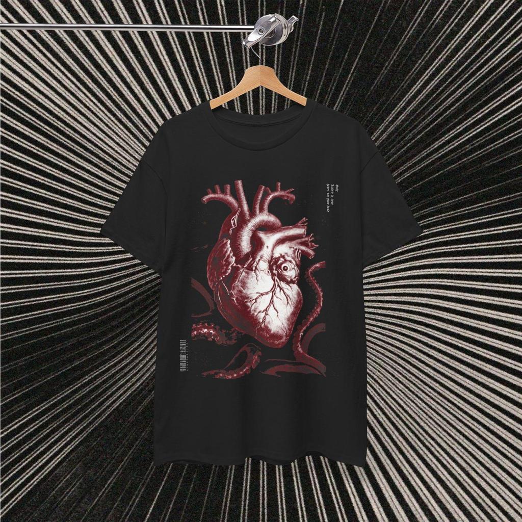 Alternative Surreal Trippy Realistic Heart Unisex Graphic Tee, Dark Art Gothic Metal Shirt, Psychedelic Tee, Emo Clothing, Futuristic