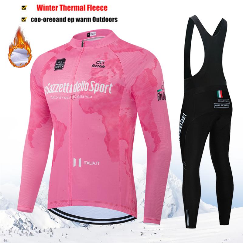 2026 Tour De Giro D'ITALIA Winter Thermal Fleece Cycling Jersey Set Long Sleeve Cycling Clothing MTB Bike Clothes Cycling Suit