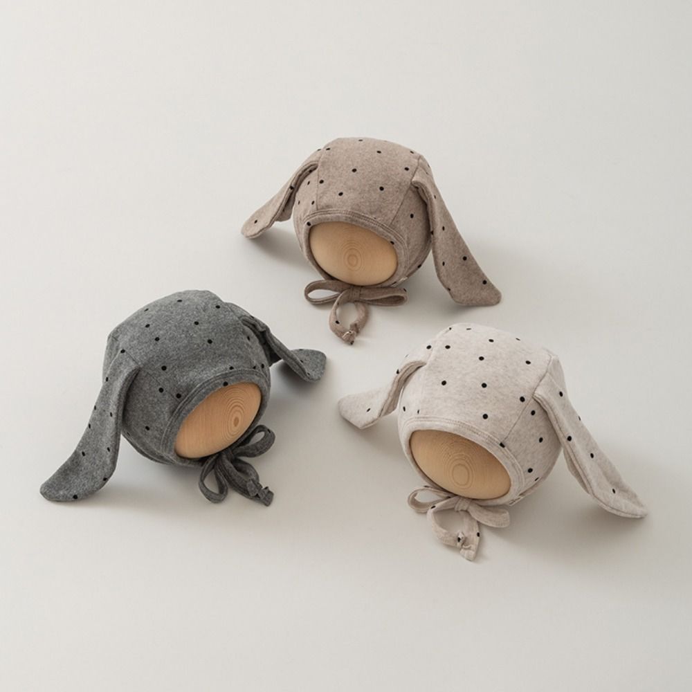 Cute Newborn Rabbit Ear Beanie Hat Polka Dot Infant Bonnet Hat Baby Fetal Cap  Photography Props