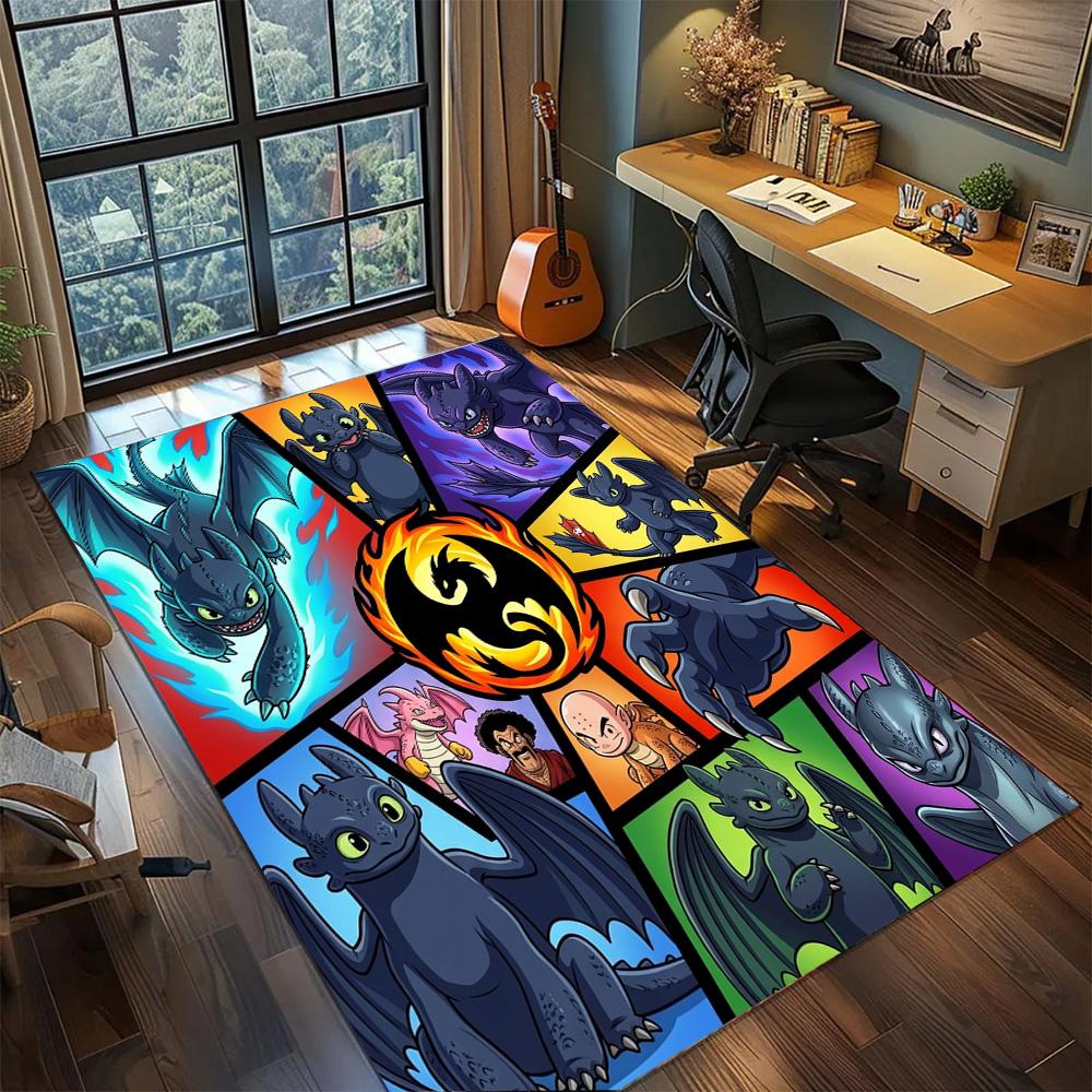 Toothless Night Fury Large Area Non Slip Rug Carpet Washable Floor Mat Bedroom Gamer Room Home Decor.-TING