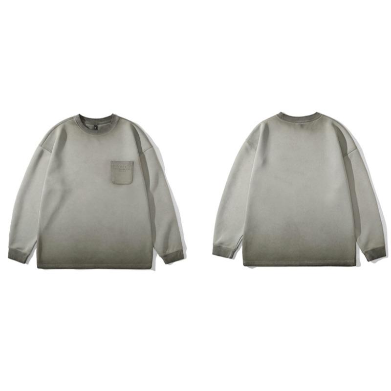 Pánské tričko s tlustým kulatým výstřihem s potiskem ve stylu American Vintage--Lehké a nemačkavé, všestranný dojíždějící svetr s dlouhým rukávem