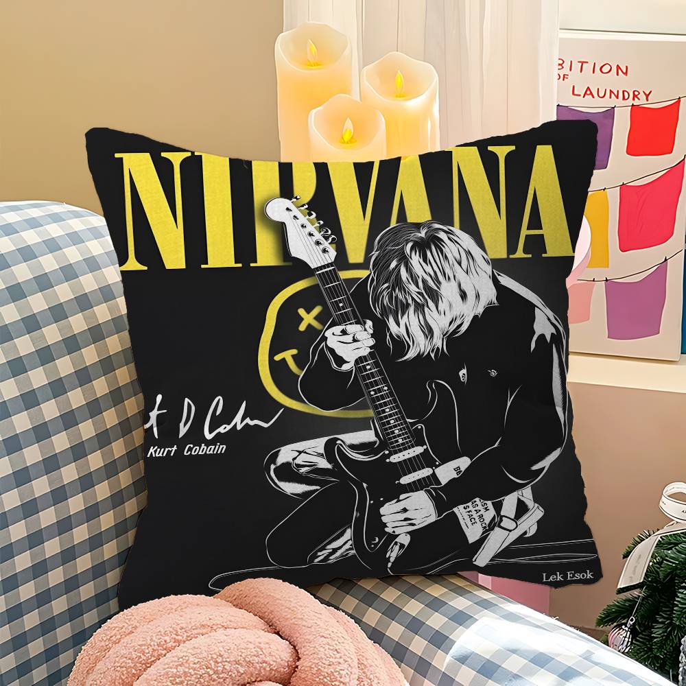 

Nirvana Band Magazine Classic Anime Pillow Covers Sofa Decorative Home Doublesided Printing Short Plush Cute Cushion Cover 30x30 cm