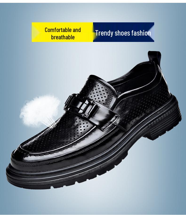 Men's Trendy Breathable Leather Slip-On Shoes: Versatile, Fashionable, and Comfortable for Business or Casual Wear